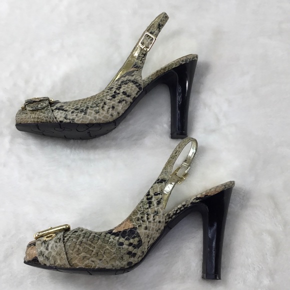JESSICA SIMPSON LEATHER SNAKESKIN PRINT 7 1/2 - Picture 3 of 8